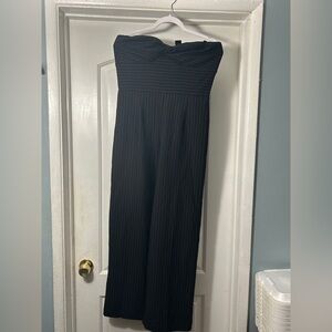 Olivaceous Strapless Pinstripe Jumpsuit - Size L